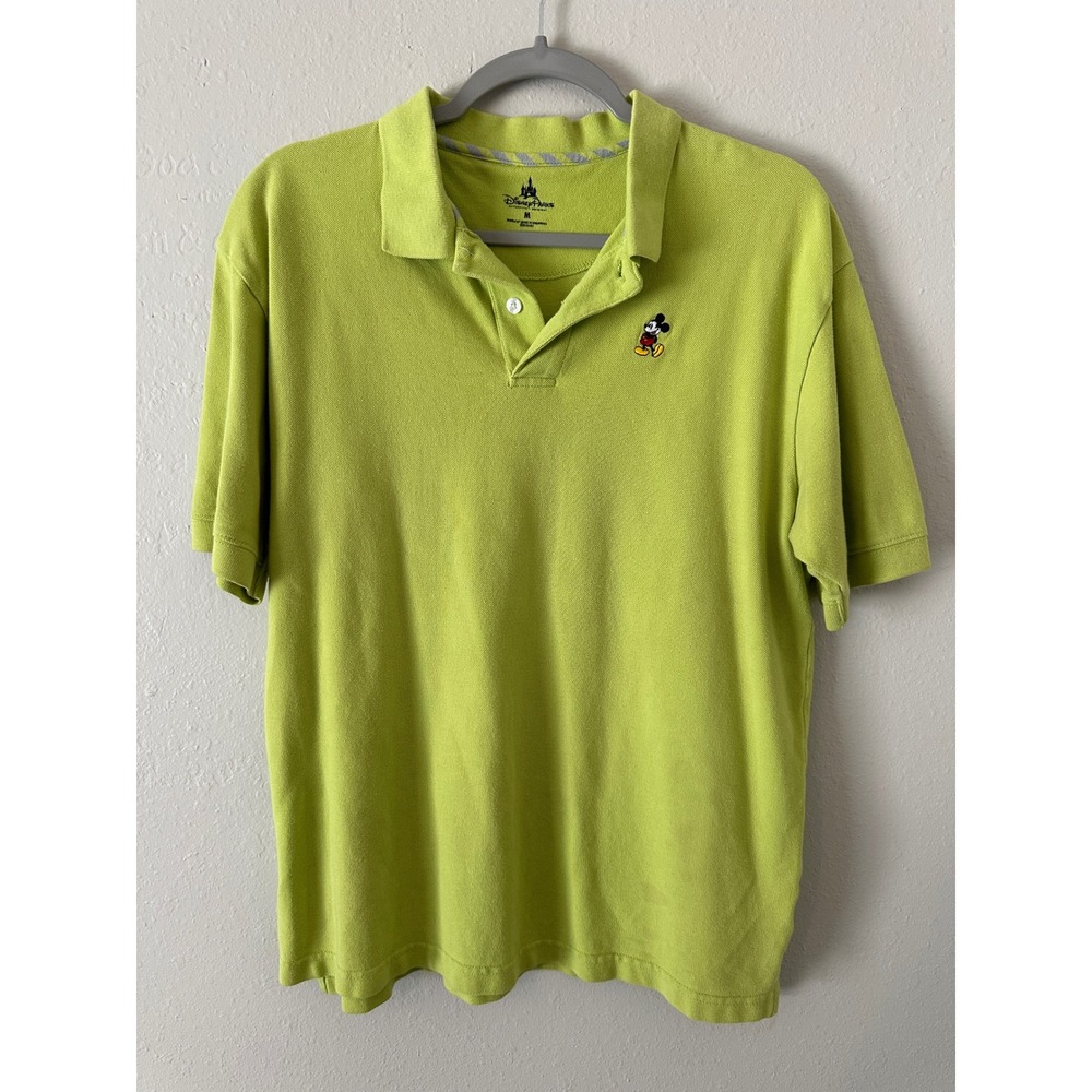 Disney Parks Mickey Mouse Polo Mens Medium Lime Green Authentic Original Shirt